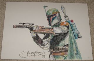  Original Star Wars Art Sketch by Jeremy Bulloch ~Signed/Autographed