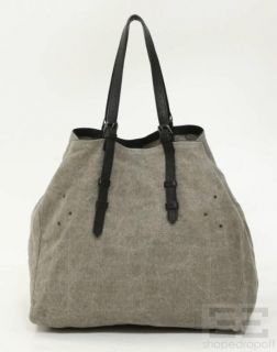 Jerome Dreyfuss Grey Canvas Leather Pat Tote Bag