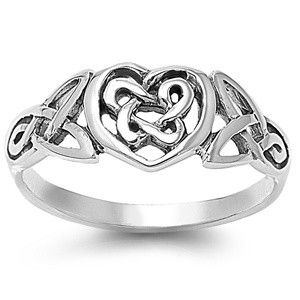 Sterling Silver Heart Celtic Knot Ring Fancy Designer Irish Band 925