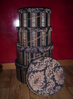 JENNIFER TAYLOR SET OF 5 TAPESTRY HAT BOXES ACG GREEN GROUP INC