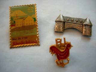 Rhode Island Brooches RI Red Rooster Slater Mill Stamp Narragansett
