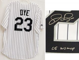 Jermaine Dye signed White Sox Majestic Athletic pinstripe home jersey