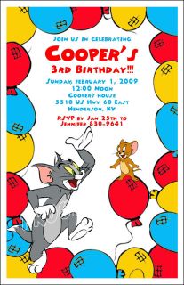 Set of 10 Tom Jerry Personalized Invitations 2