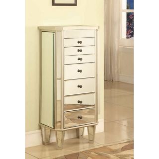 Wooden Silver Jewelry Armoire Box Standing Chest Drawers Mirror Powell