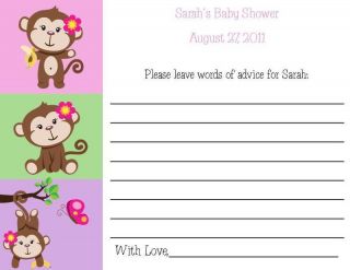 24 Sweet Little Monkey Baby Shower Advice Cards
