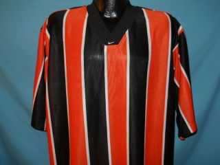 Vtg Nike Orange Black Striped Soccer Jersey T Shirt L