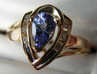 Top Color Tanzanite Diamond YG Ring Sz 6 75