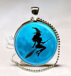  with Blue Moon Halloween Glass Tile Jewelry Necklace Pendant