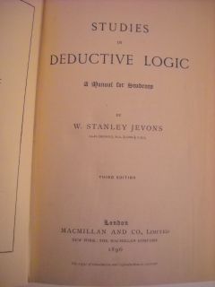 1896 w Stanley Jevons Studies in Deductive Logic