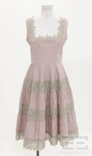 Jill Stuart Pink Cotton Lace Pintucked Sleeveless Dress Size 6