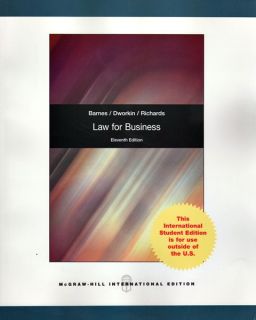 Law for Business by Barnes 11th Edition ISBN 9780071314572