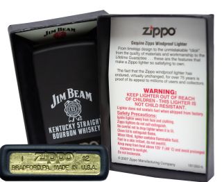 Zippo lighter 28072 jim beam kentucky straight black matte windproof