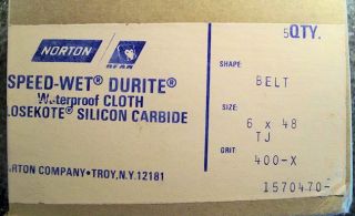 Box of 5 Norton Speed Wet Durite Sanding Belts 6 x 48 TJ 400 x Grit