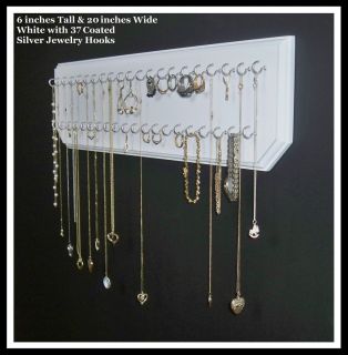 6x20W 37Silvr, Jewelry Organizer Hanging Necklace Holder Wall Mount