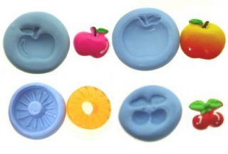 Apple Pineapple Cherry Fruit Flexible Push Silicone Mold Mould Polymer
