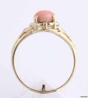  Cabochon Stone Ring 14k Yellow Gold Pink Stone Estate Jewelry