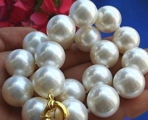 Bridal Jewelry Trunk Huge 14mm South Sea White Shell Pearl Necklace 18