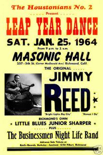 Blues Jimmy Reed at Masonic Hall Concert Poster 1964