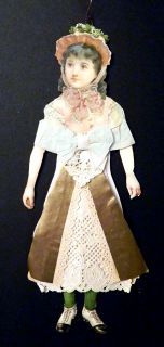 1890 Antique Victorian Dresden Scrap Paper Doll Articulated