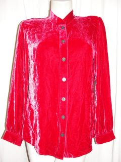 BFS12~J. JILL Size M/Medium Radiant Red Velvet Tunic Long Sleeve Shirt