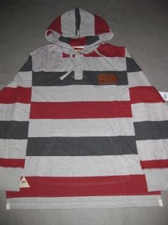 Striped Hoodie Grey Red Rocawear Sweater Mens LS Longsleeve Hooded