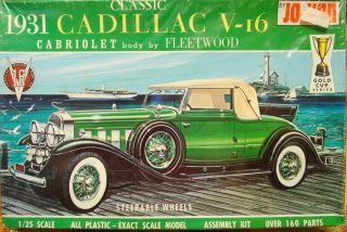 New 1960s Vintage Jo Han 1931 Cadillac Cabriolet V 16 Car Model Kit GC