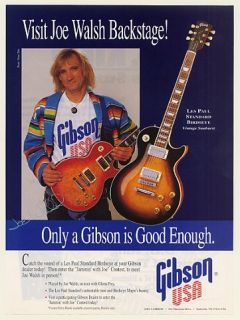1993 Joe Walsh Gibson Les Paul Standard Birdseye Ad