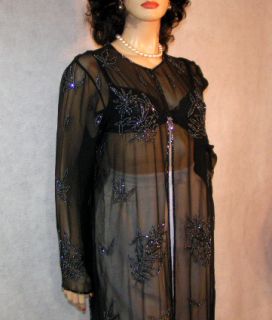 Jkara Black Sequin Evening Costume Duster Jacket Coat Wear w Dress