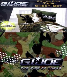 Gi Joe and The Rise of Cobra Camouflage Green 3pc Twin Sheets Bedding