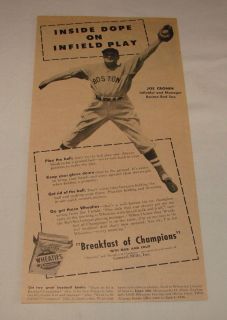 1945 Wheaties Ad Joe Cronin Boston Red Sox