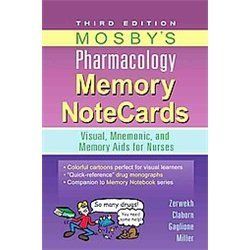 New Mosbys Pharmacology Memory Notecards Zerwekh Jo