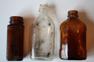 Vintage Antique Glass Medicine Bottles Brockway Abbott Amber