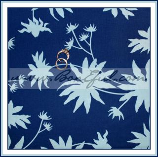 BOOAK Fabric Joel Dewberry Retro L Vtg Cotton Navy Flower Quilt Blue