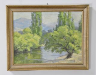 Audrey C Snell Quiet Stream Australian Landscape Oil Painting 1965
