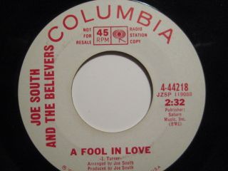 Joe South A Fool in Love Great Day 60s DJ Promo 45