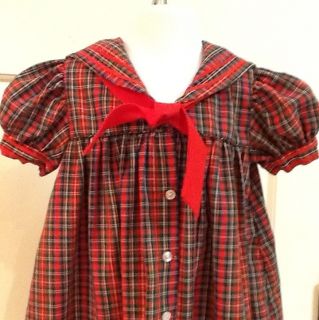 Toddler Girls Sailor Style Plaid Dress Sz 4T by C I Castro Co EEUC