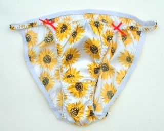 Joe Boxer Satin String Bikini Yellow Floral Sz 6 M