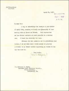 John D Rockefeller Jr Typed Letter Signed