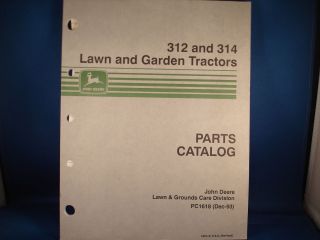 John Deere Lawn Garden Tractor Parts Book 312 314