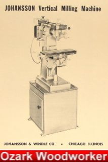 Johansson Vertical Milling Machine Parts Manual
