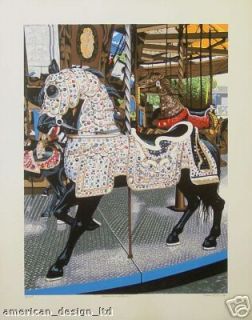 Dallas John Black Carousel Horse SN Serigraph