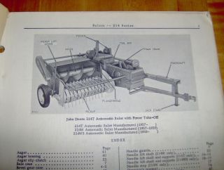 John Deere Balers 214T 214W 214WS Dealer Parts Catalog Manual 214