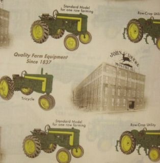 John Deere Vintage Toile Tractors Farm 100% Cotton Quilt Fabric BTY