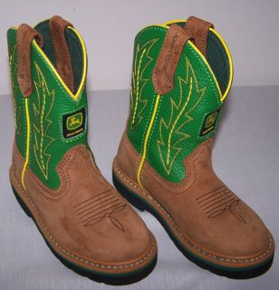 John Deere Childs 10 M Western Leather Boots Cowboy Cowgirl Boy Girl