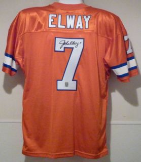 John Elway Autographed Signed Denver Broncos Size XL Orange Jersey