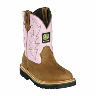 John Deere Youth Boots Tan Pink Pull on JD3185 Leather Several Sizes