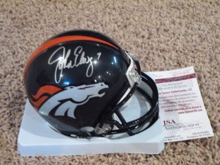 John Elway Signed Auto Denver Broncos Mini Helmet JSA Autographed  