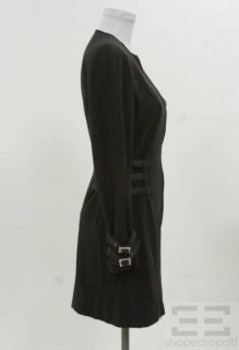 John Galliano Black Jeweled Buckle Zip Front Dress US 4  