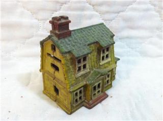 Antique A C Williams Cast Iron Colonial Gabled House Bank w Best Original Paint  