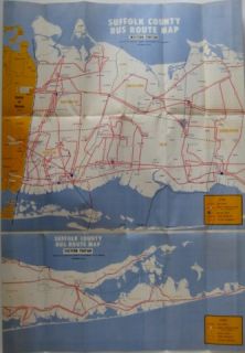 Official 1969 Suffolk County Bus Map Long Island New York Schedules Companies  